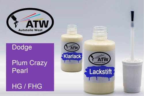 Dodge, Plum Crazy Pearl, HG / FHG: 20ml Lackstift + 20ml Klarlack - Set, von ATW Autoteile West.